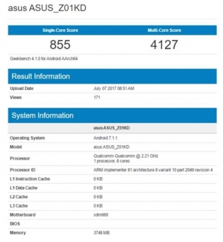 Смартфон ASUS ZenFone 4 Max засветился в бенчмарке